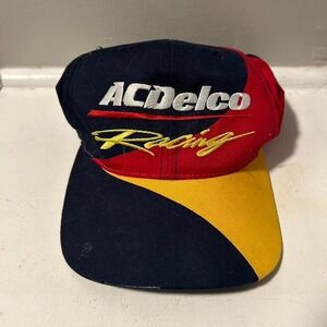Vintage 90s multicolored AC delco nascar racing SnapBack hat cap